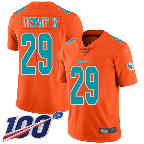 Nike Miami Dolphins #29 Minkah Fitzpatrick Orange Youth Stitched NFL Limited Inverted Legend 100th Season Jersey